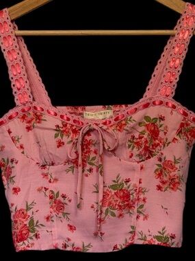 Thirty Thirty Pink Floral Crop Top Size Medium NWOT